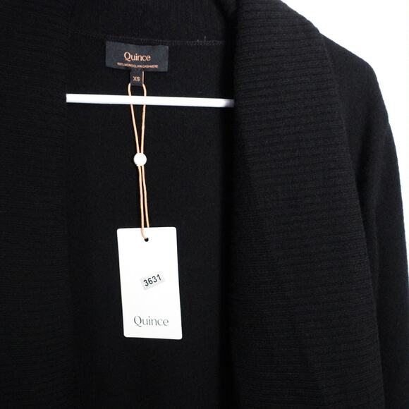 New Quince Black Mongolian Cashmere Open Cardigan Sweater Women’s XS 3631 - Picture 10 of 11